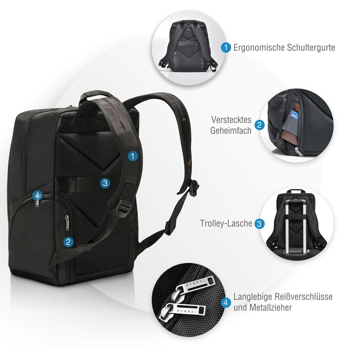 Everki Advance Laptop-Rucksack - Schwarz, für Geräte bis 15.6 Zoll Everki Advance Laptop-Rucksack - Schwarz, für Geräte bis 15.6 Zoll