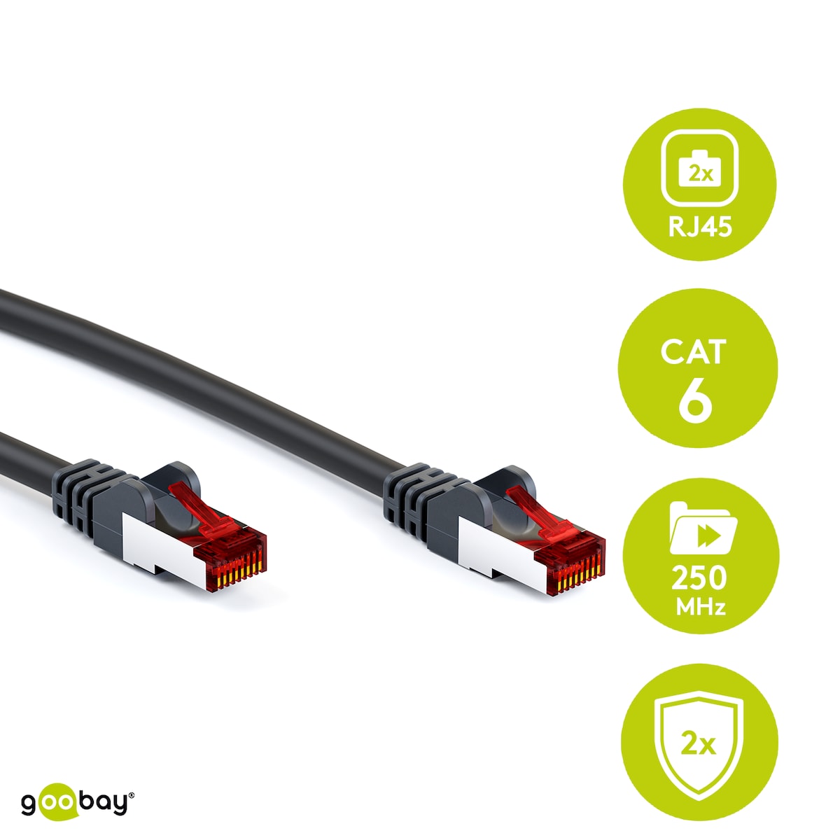 Goobay Cable de conexión CAT 6, S/FTP (PiMF), negro - 7,5 m