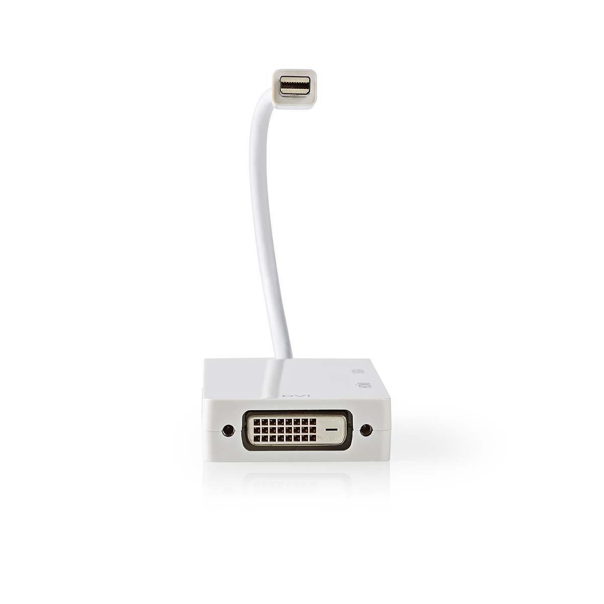 Cable adaptador múltiple Nedis Mini-DisplayPort, blanco / 0,2 m [Mini DisplayPort macho - VGA + DVI-D + HDMI hembra].