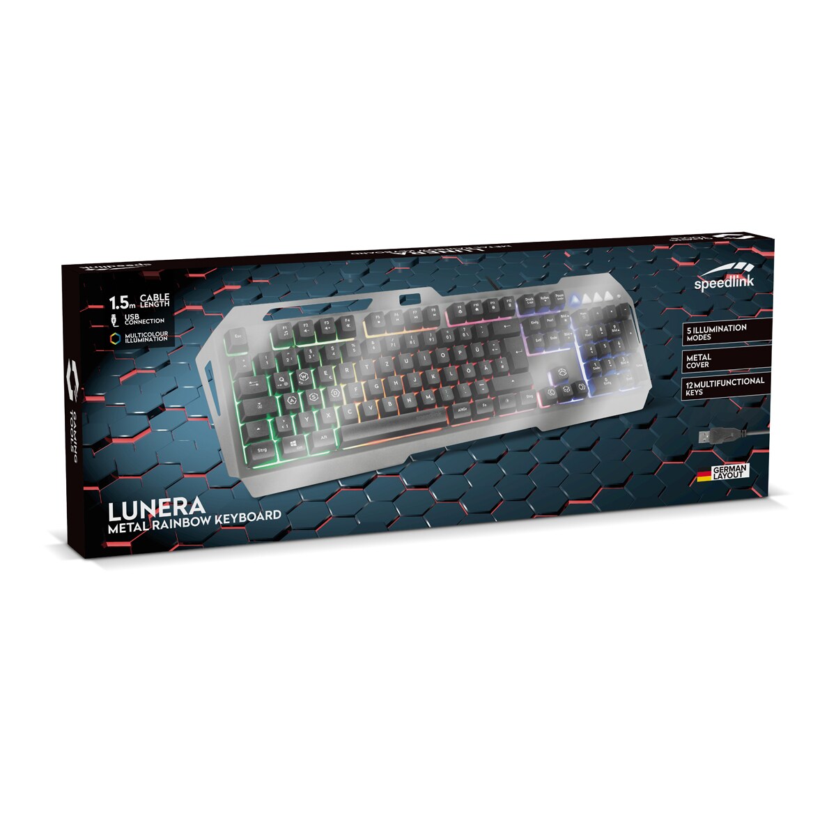 Speedlink LUNERA Metal Rainbow Gaming Keyboard, 5 Modi, schwarz Speedlink LUNERA Metal Rainbow Gaming Keyboard, 5 Modi, schwarz
