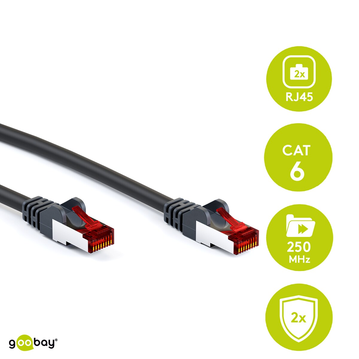 Goobay Cable de conexión CAT 6, S/FTP (PiMF), negro - 7,5 m