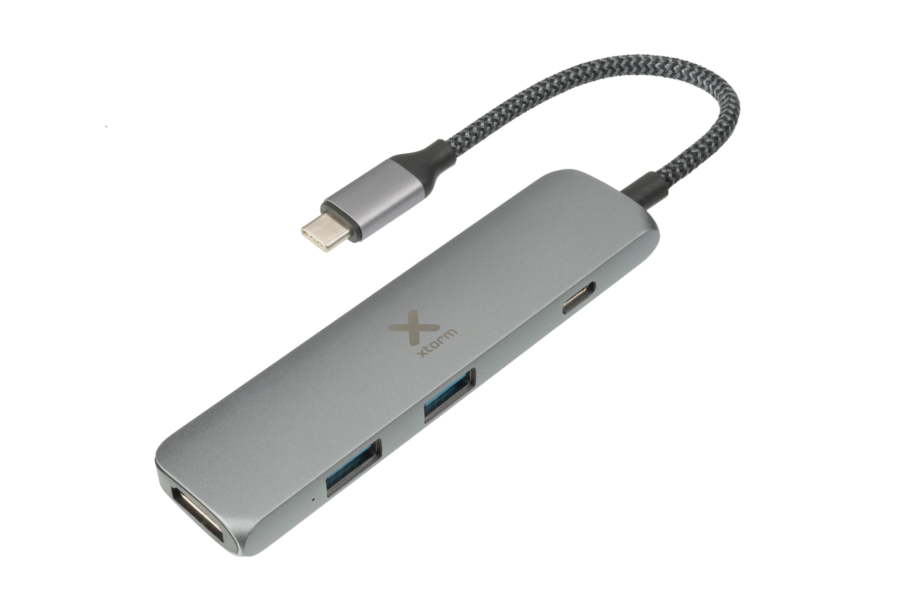 Xtorm Worx USB-C Hub 4-in-1 (Braided Cable), 1x HDMI, 2x USB 3.0, 1x USB-C mit 60W Passthrough Xtorm Worx USB-C Hub 4-in-1 (Braided Cable), 1x HDMI, 2x USB 3.0, 1x USB-C mit 60W Passthrough