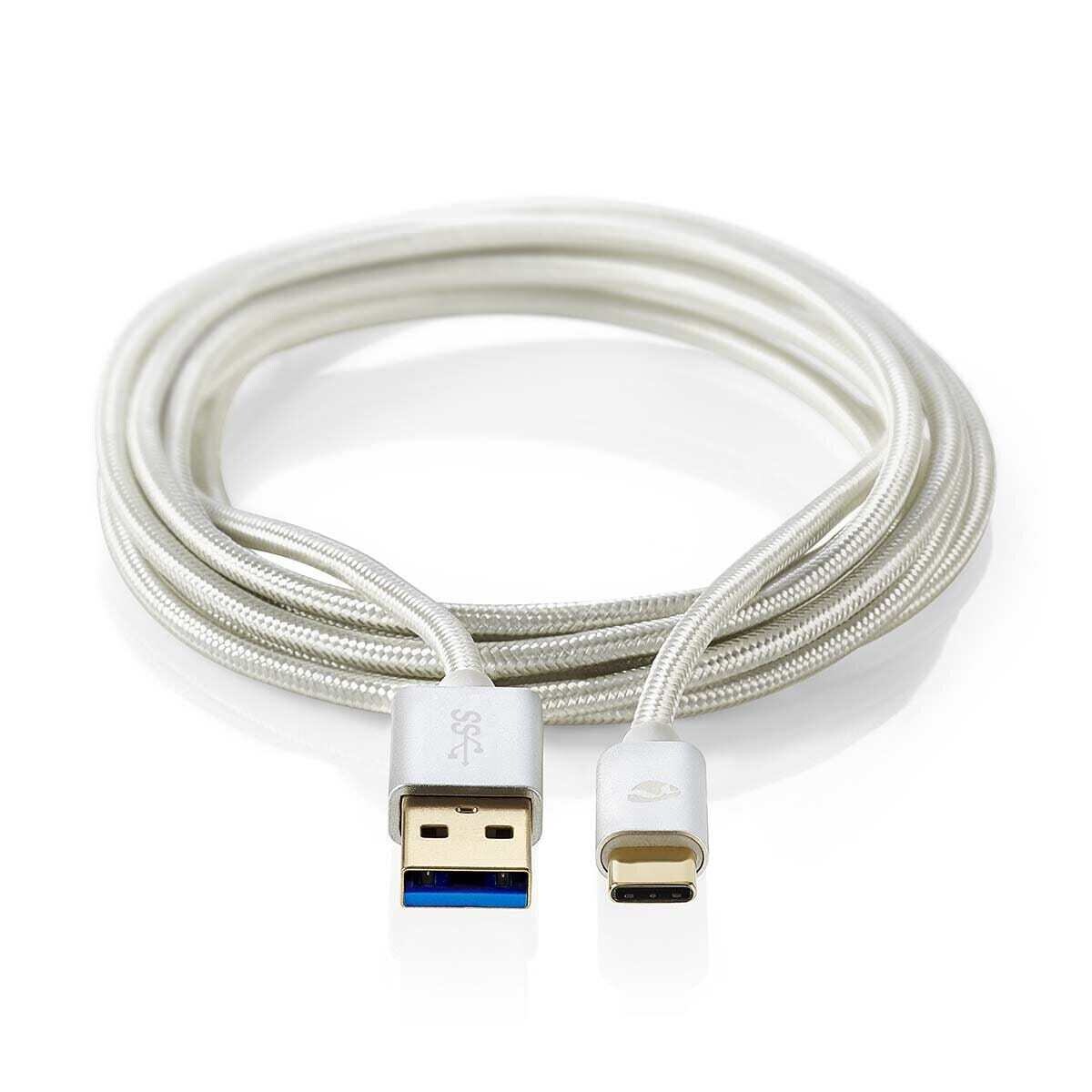 Cable USB Nedis | USB 3.2 Gen 1 | USB-A macho | USB-C™ macho | 5 Gbps | Dorado | 1,00 m | redondo | trenzado / nylon | aluminio | embalaje wi