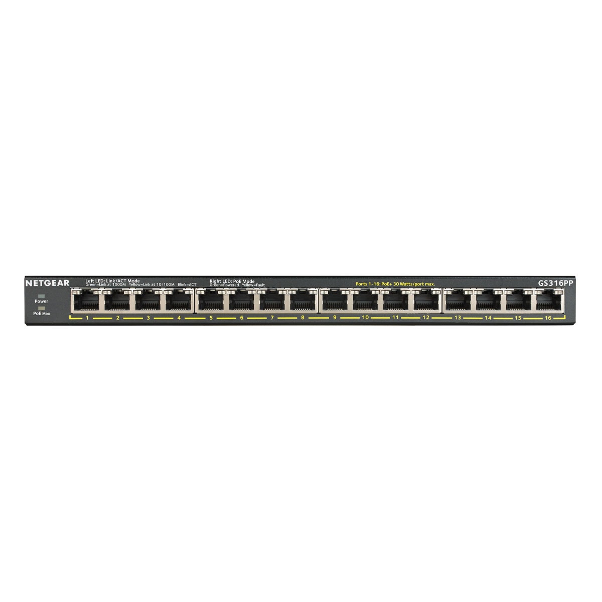 Conmutador no gestionado NETGEAR GS316PP SOHO [16x Gigabit Ethernet PoE+, 183W]