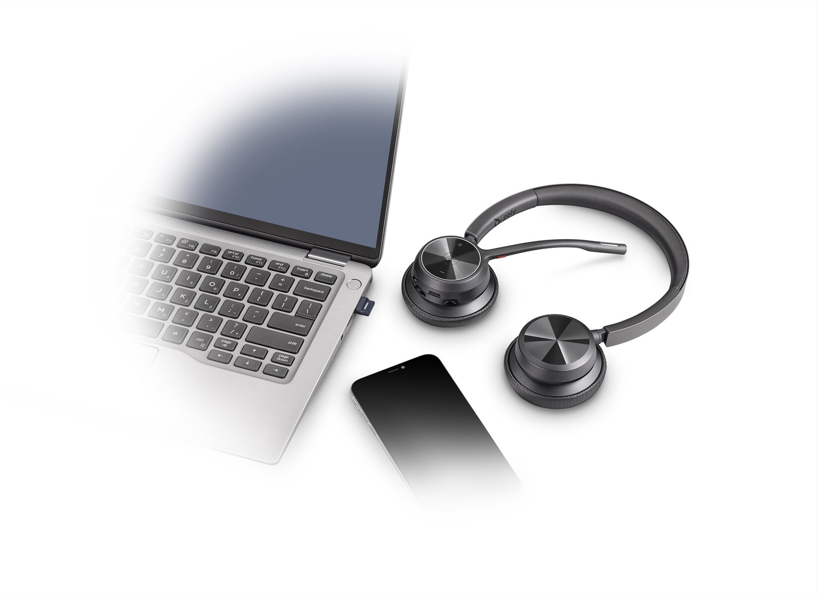 Poly Plantronics Voyager 4320 UC Bluetooth Headset, Binaural, Nano Dongle mit USB-A Anschluss, Ladestation Poly Plantronics Voyager 4320 UC Bluetooth Headset, Binaural, Nano Dongle mit USB-A Anschluss, Ladestation