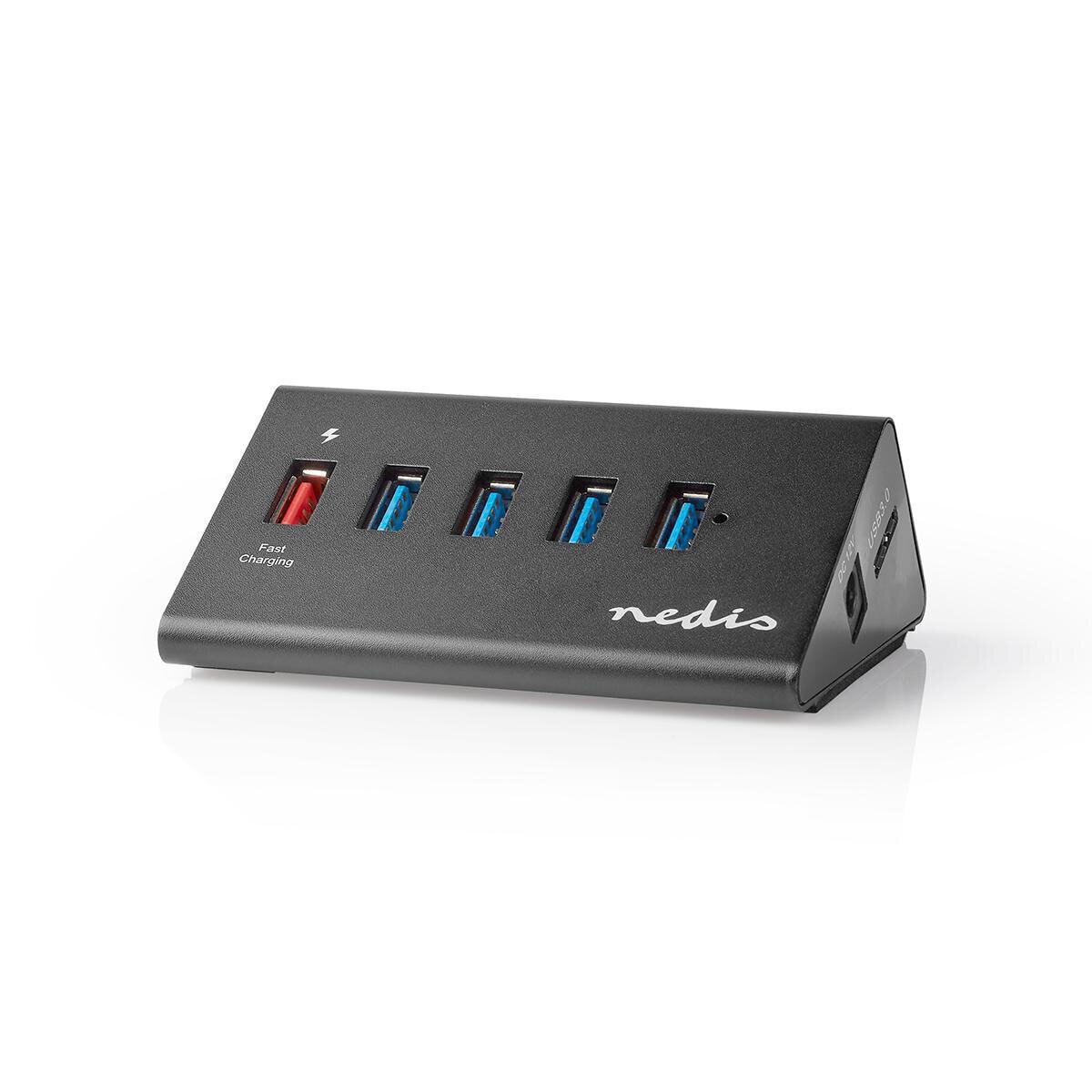 Concentrador USB Nedis de 5 puertos QC3.0 USB 3.2 Gen1 - alimentación de red / alimentación a través de USB, 5 Gbps, 5x USB