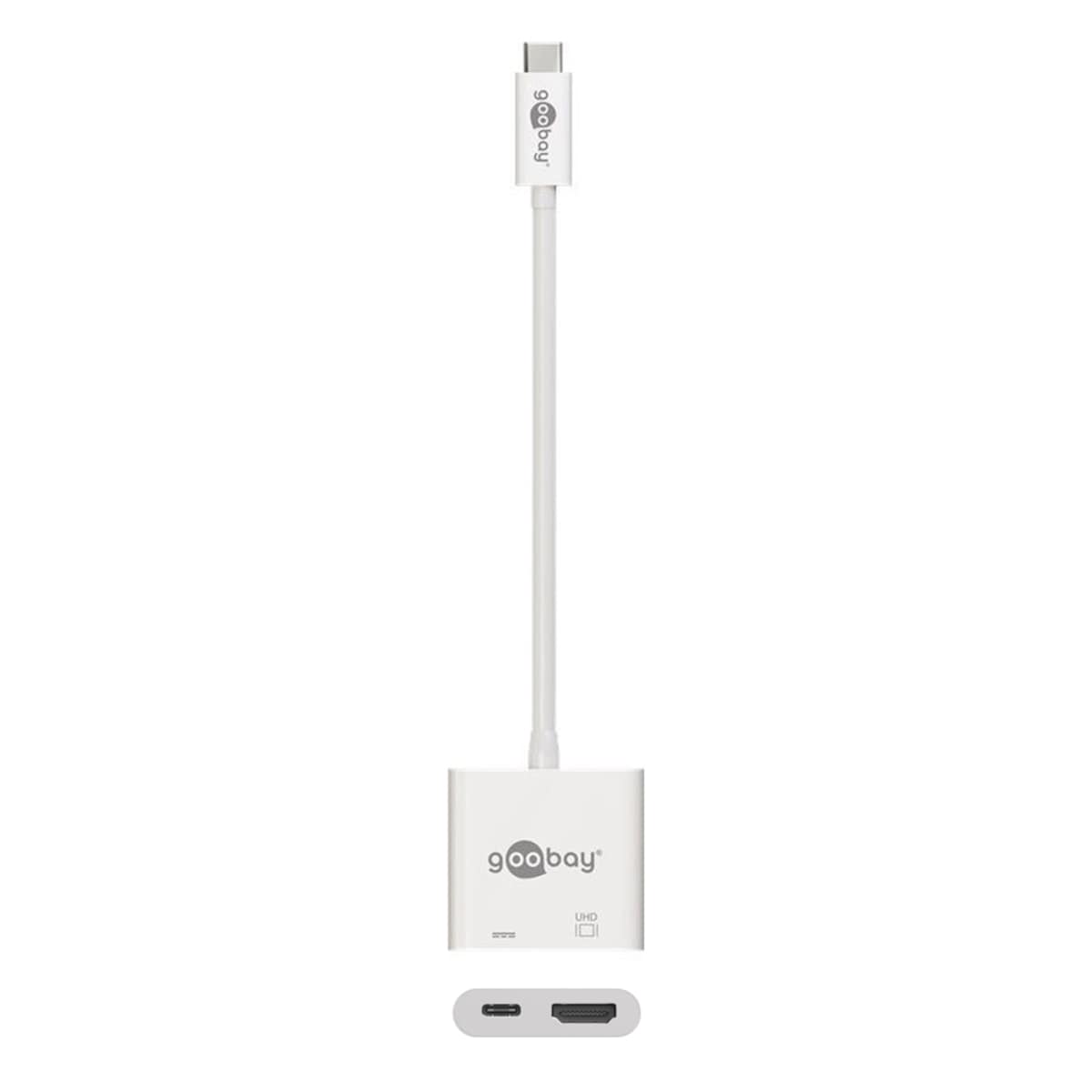 Goobay Adaptador USB-C™ HDMI 4k60Hz, PD, blanco - amplía un dispositivo USB-C™ con una conexión HDMI™.