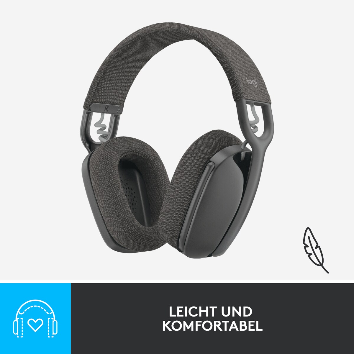 Logitech Zone Vibe 100 Auriculares Bluetooth, Cancelación de ruido, Hasta 18 h de tiempo de conversación, Ligeros y cómodos, Grafito