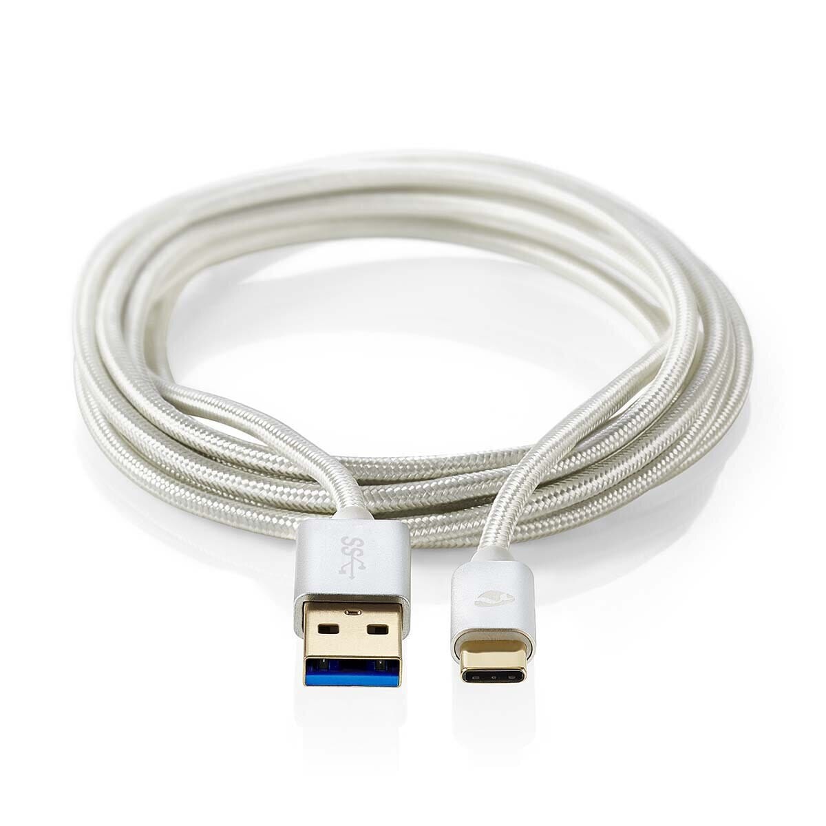 Cable USB Nedis | USB 3.2 Gen 1 | USB-A macho | USB-C™ macho | 5 Gbps | Dorado | 1,00 m | redondo | trenzado / nylon | aluminio | embalaje wi
