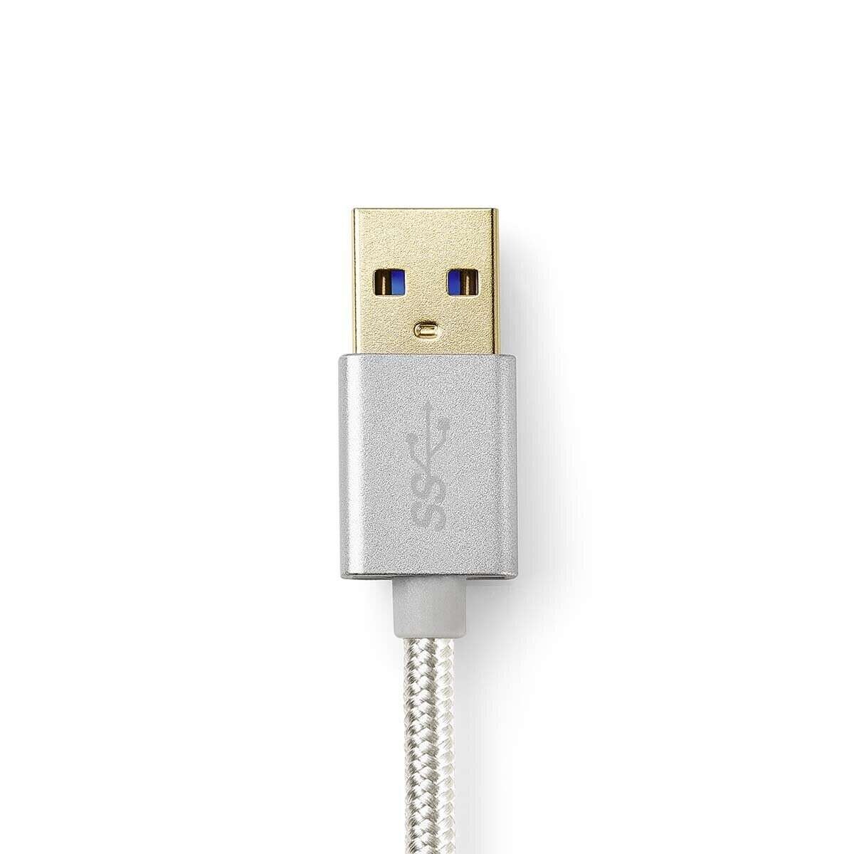 Cable USB Nedis | USB 3.2 Gen 1 | USB-A macho | USB-C™ macho | 5 Gbps | Dorado | 1,00 m | redondo | trenzado / nylon | aluminio | embalaje wi
