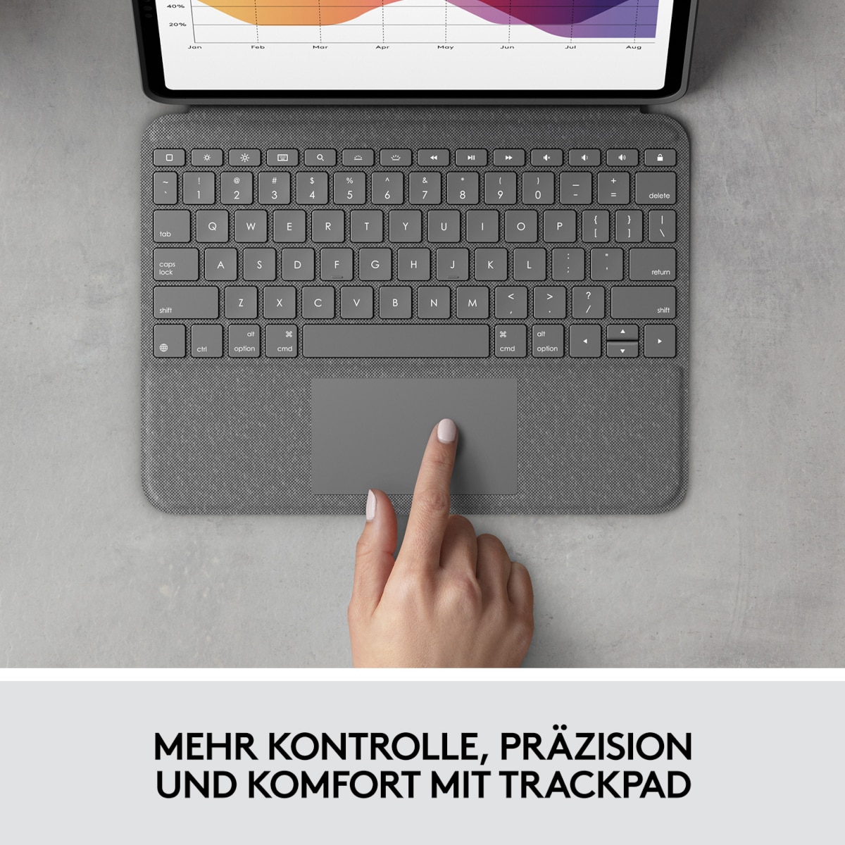 Logitech Folio Touch, teclado y funda folio con trackpad, retroiluminado, diseño QWERTY, para iPad Air de 4.ª y 5.ª generación.