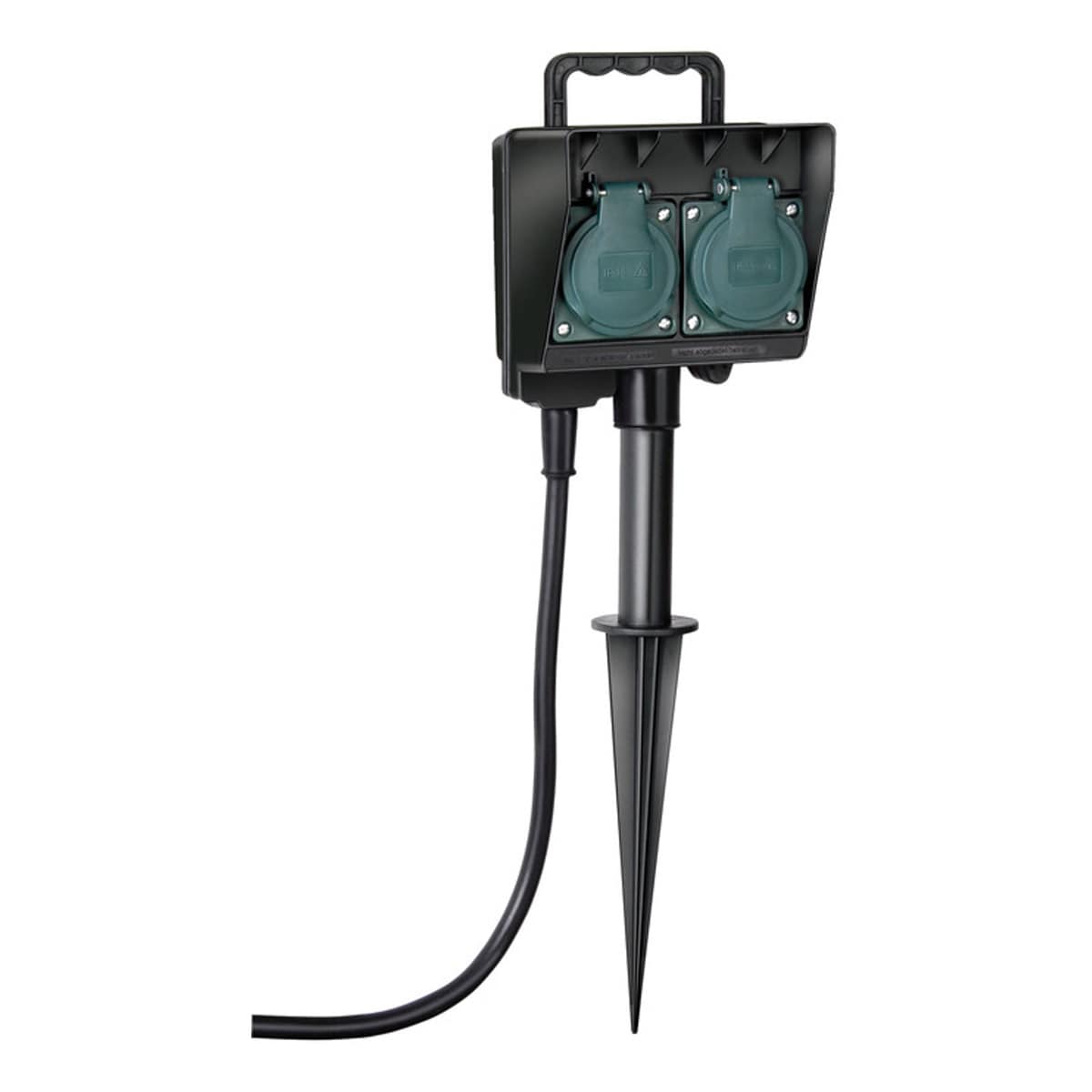 Brennenstuhl Toma de corriente exterior de jardín de 2 vías con piqueta de tierra (resistente a la intemperie, carcasa impermeable, cable de 1,4 m)