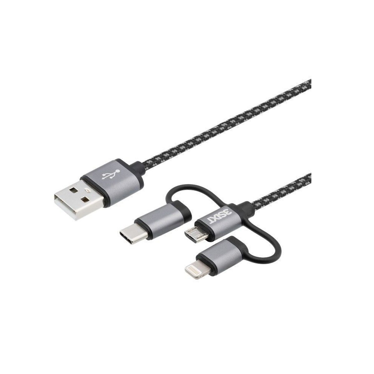 3SIXT BLK USB-C+Micro USB+Lightning Cable 1.0m 3SIXT BLK USB-C+Micro USB+Lightning Cable 1.0m