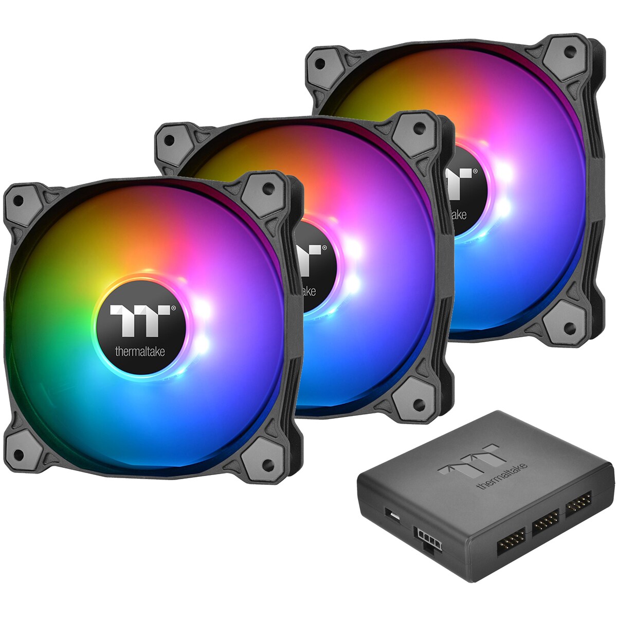 Thermaltake Pure Plus 12 LED RGB TT Premium Edition - 120mm Gehäuselüfter, 3er-Pack Thermaltake Pure Plus 12 LED RGB TT Premium Edition - 120mm Gehäuselüfter, 3er-Pack