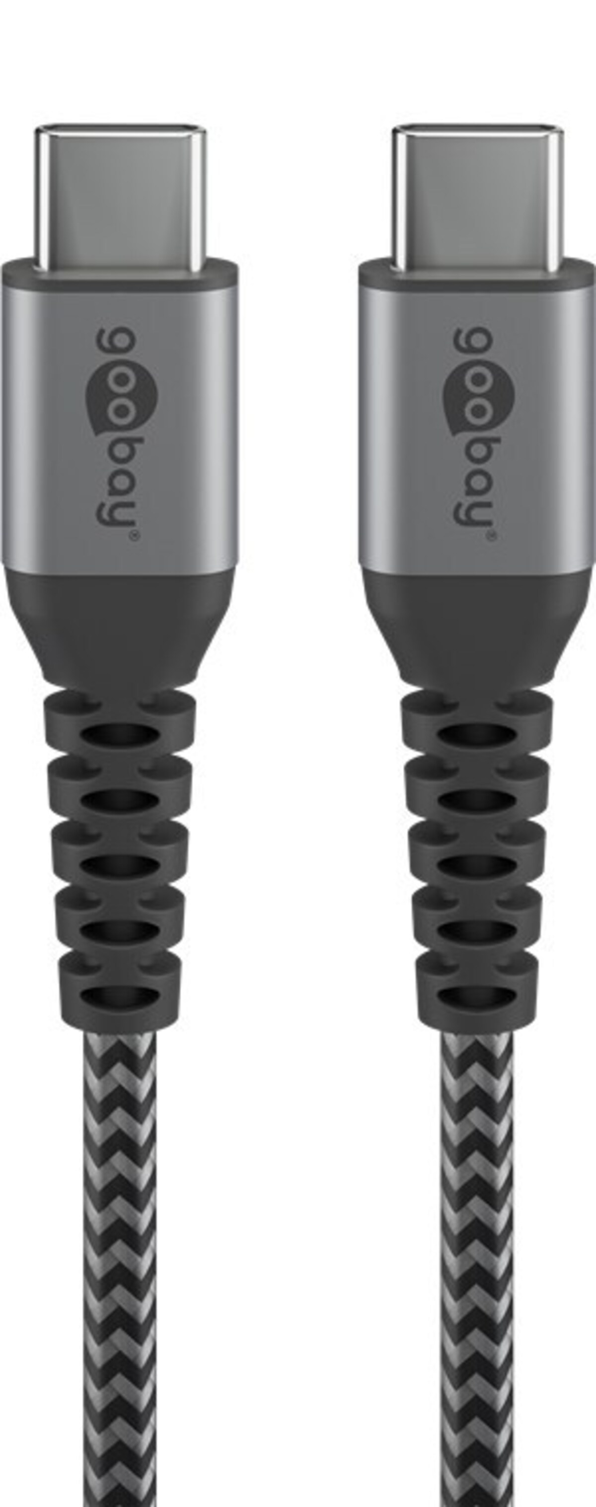 Goobay USB-C a USB-C con conectores metálicos, gris, 1m